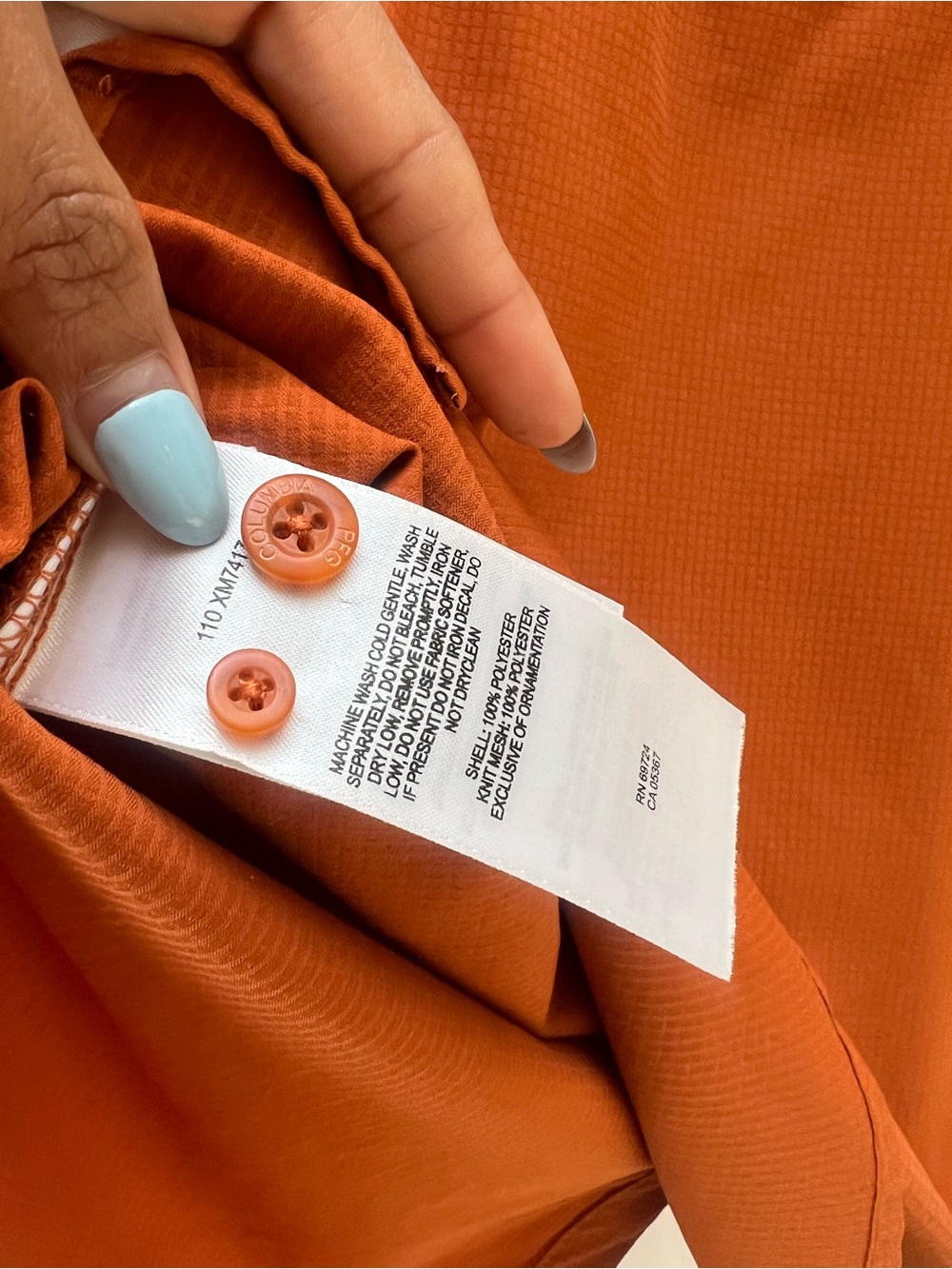 Columbia Men's Short-Sleeve Button-Down Shirt - Burnt Orange with White Logo - Picture 6 of 7
